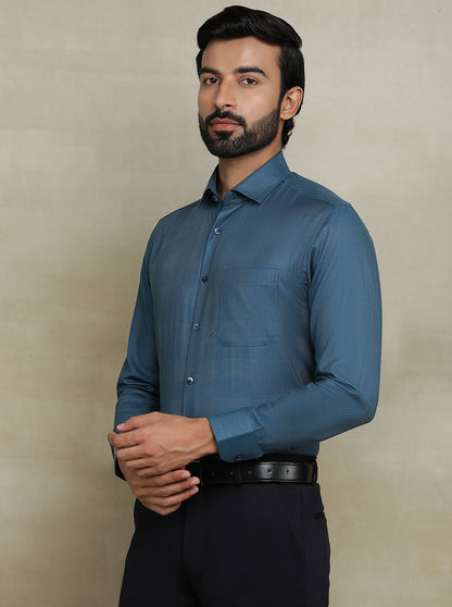Blue Checked Slim fit Formal Shirt | Metal