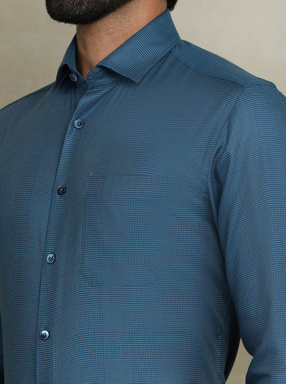 Blue Checked Slim fit Formal Shirt | Metal