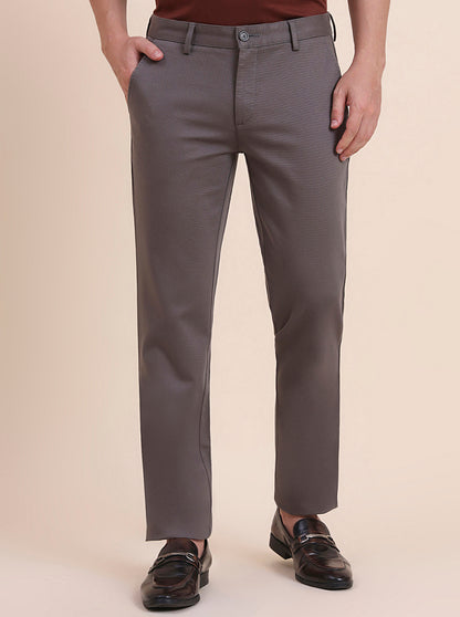 Dark Grey Solid Uno Fit Casual Trouser | JadeBlue
