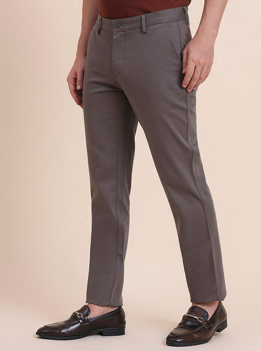 Dark Grey Solid Uno Fit Casual Trouser | JadeBlue