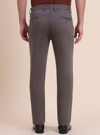 Dark Grey Solid Uno Fit Casual Trouser | JadeBlue