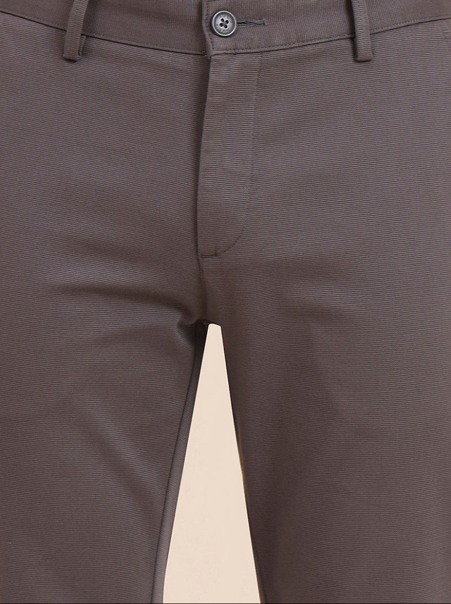 Dark Grey Solid Uno Fit Casual Trouser | JadeBlue