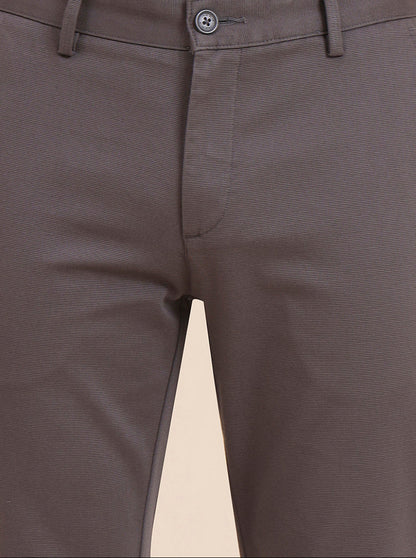 Dark Grey Solid Uno Fit Casual Trouser | JadeBlue
