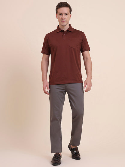 Dark Grey Solid Uno Fit Casual Trouser | JadeBlue