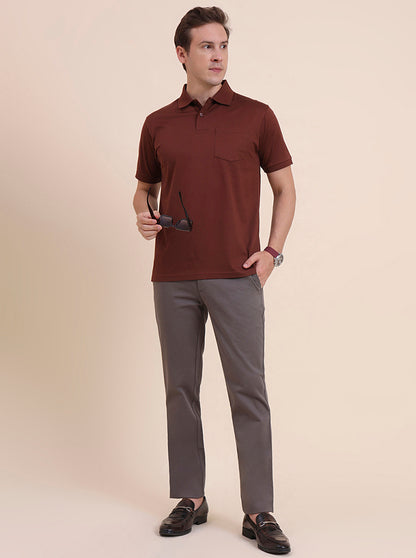 Dark Grey Solid Uno Fit Casual Trouser | JadeBlue