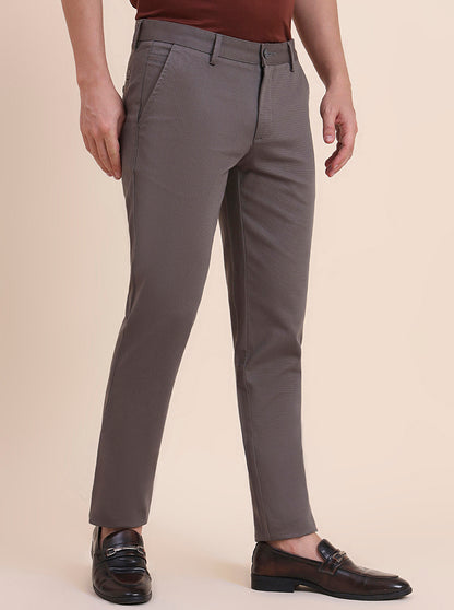 Dark Grey Solid Uno Fit Casual Trouser | JadeBlue