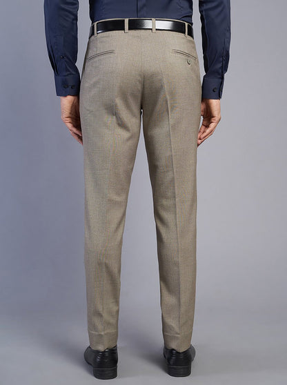 Khaki Solid Super Slim Fit Formal Trouser | JadeBlue Youth