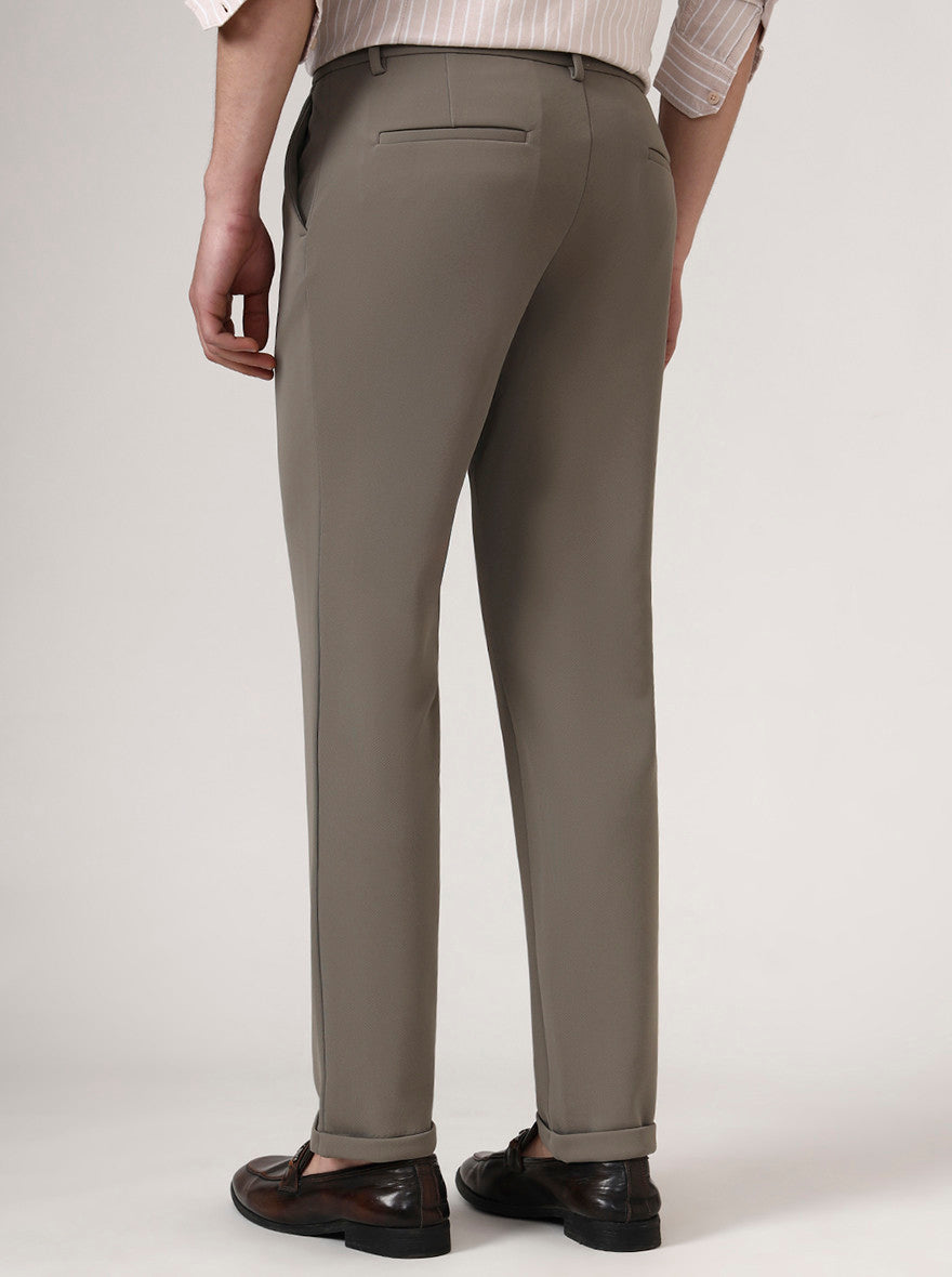 Beige Checked Venice Fit Casual Trouser | JadeBlue