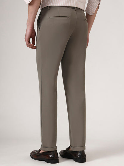 Beige Checked Venice Fit Casual Trouser | JadeBlue