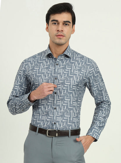 Grenish Blue Solid Slim Fit Party Wear Shirt | Greenfibre