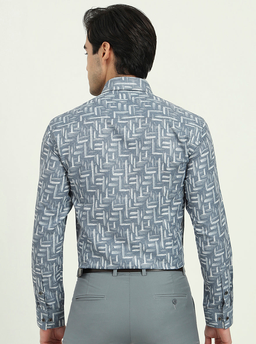 Grenish Blue Solid Slim Fit Party Wear Shirt | Greenfibre