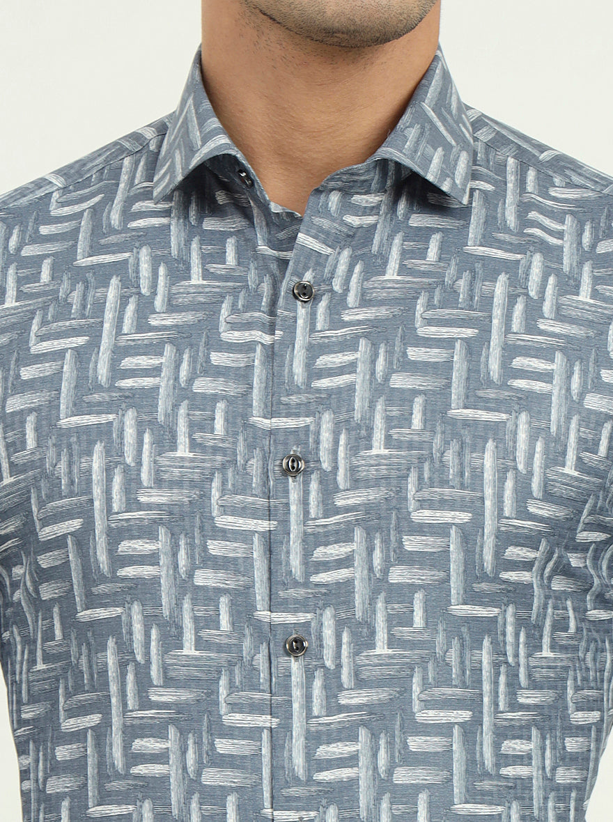 Grenish Blue Solid Slim Fit Party Wear Shirt | Greenfibre