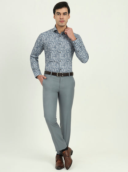 Grenish Blue Solid Slim Fit Party Wear Shirt | Greenfibre