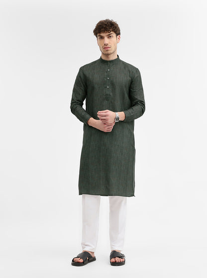 Green Solid Modi Kurta | JadeBlue
