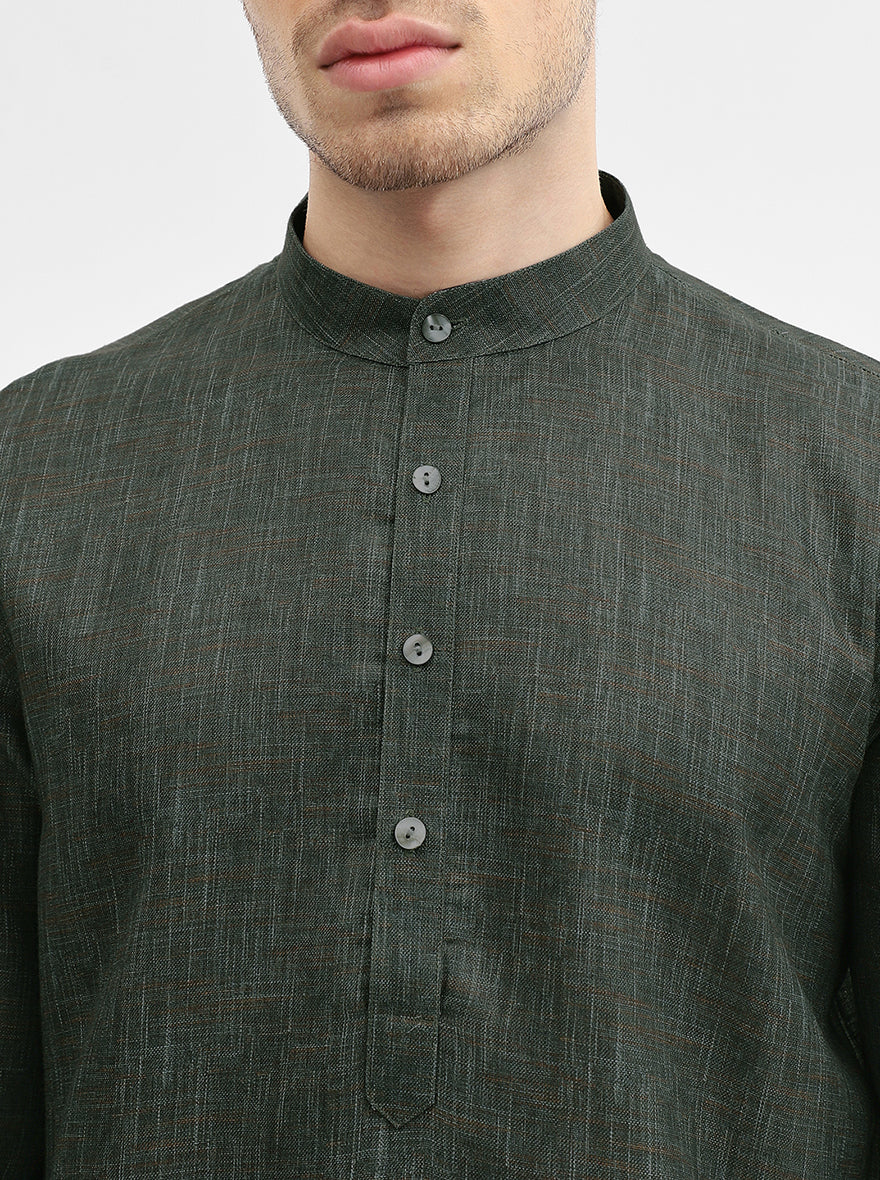 Green Solid Modi Kurta | JadeBlue