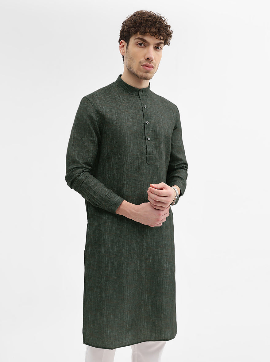 Green Solid Modi Kurta | JadeBlue