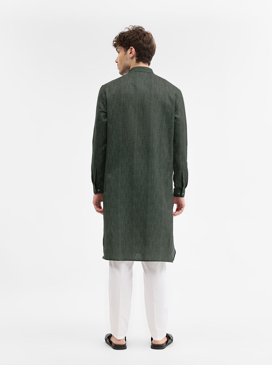 Green Solid Modi Kurta | JadeBlue