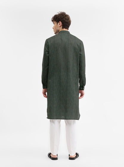 Green Solid Modi Kurta | JadeBlue