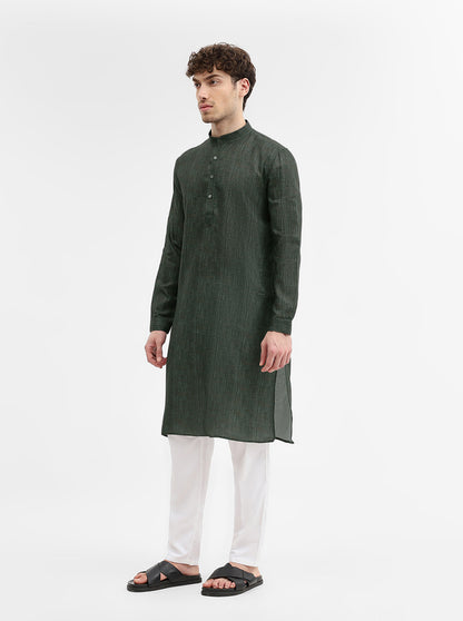 Green Solid Modi Kurta | JadeBlue