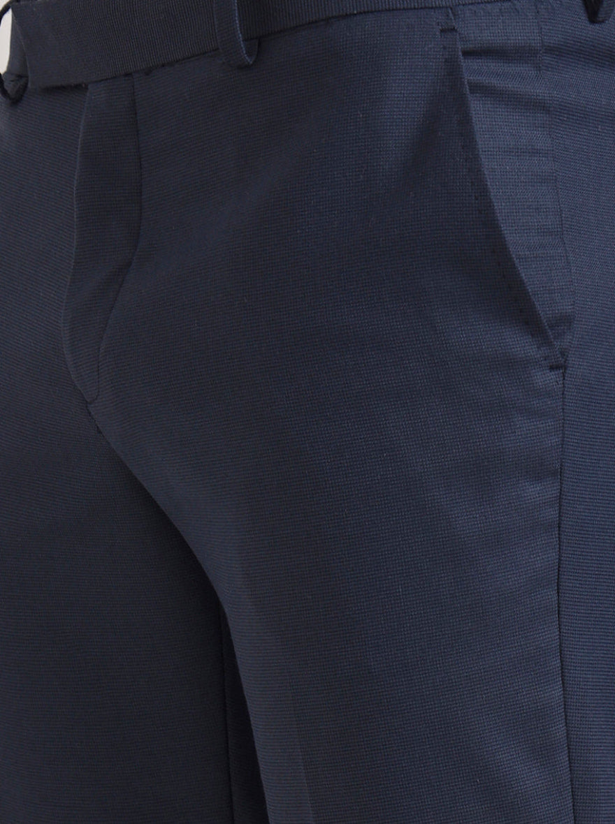Blue Solid Slim Fit Formal Trouser | Greenfibre