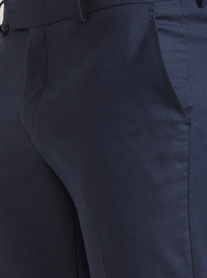 Blue Solid Slim Fit Formal Trouser | Greenfibre