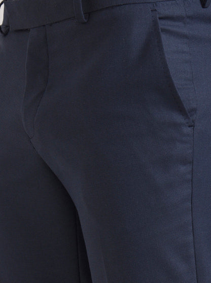 Blue Solid Slim Fit Formal Trouser | Greenfibre