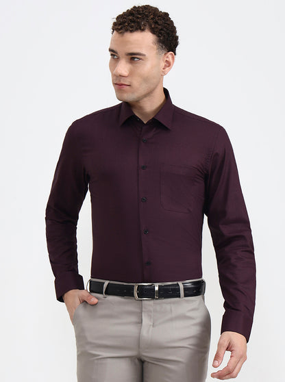 Wine Solid Slim Fit Formal Shirt | JadeBlue Youth