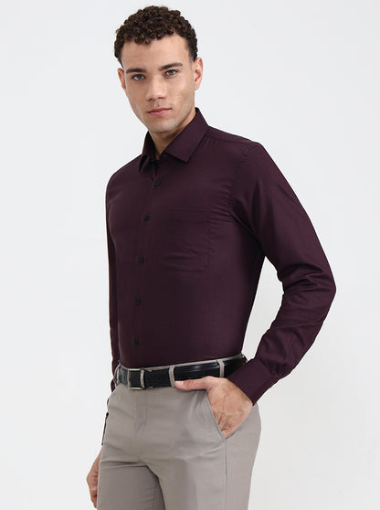 Wine Solid Slim Fit Formal Shirt | JadeBlue Youth