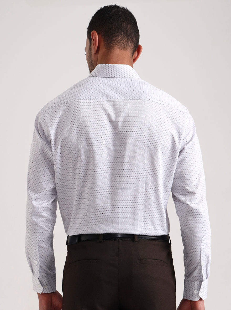 White & Grey Printed Regular Fit Formal Shirt | JadeBlue