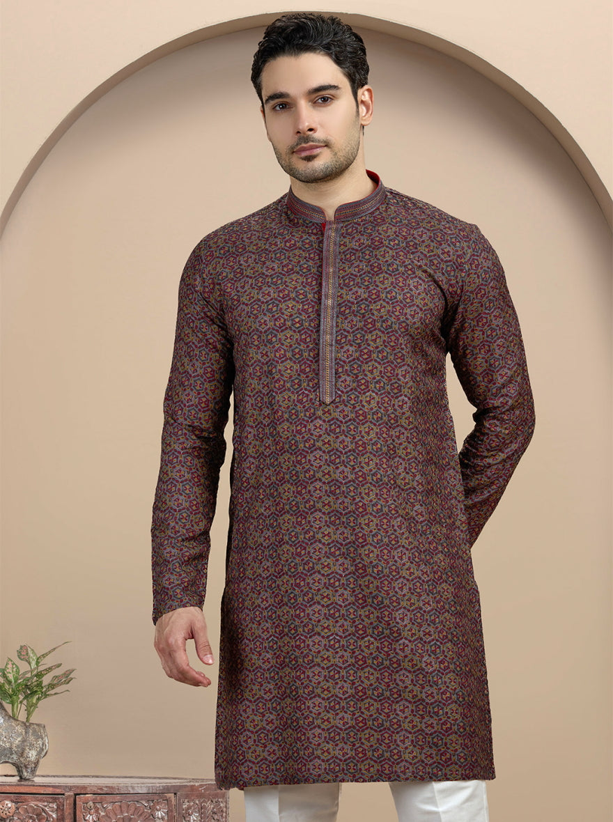 Grey Printed Kurta Pajama | Virasana