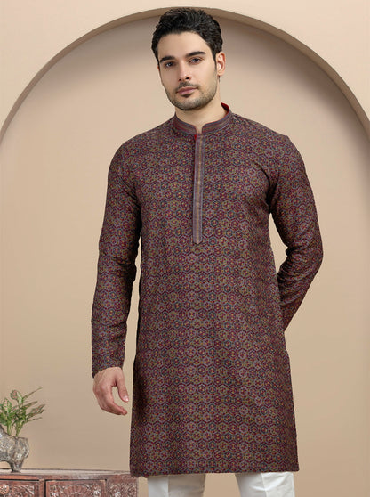 Grey Printed Kurta Pajama | Virasana