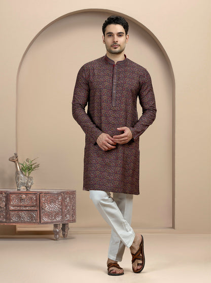 Grey Printed Kurta Pajama | Virasana