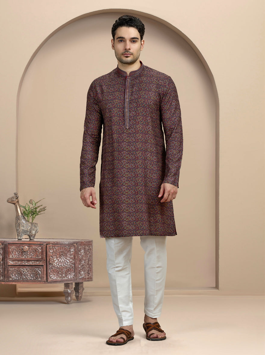 Grey Printed Kurta Pajama | Virasana