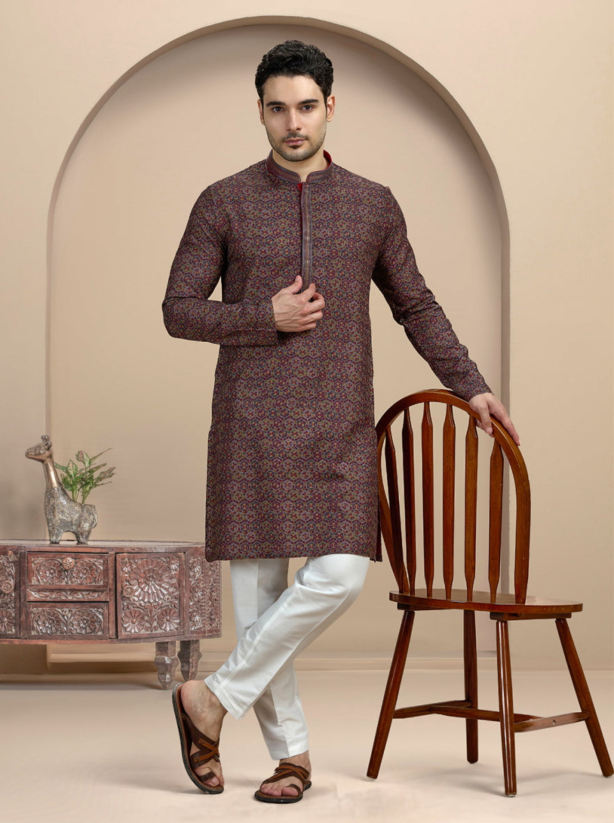 Grey Printed Kurta Pajama | Virasana