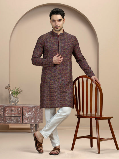 Grey Printed Kurta Pajama | Virasana