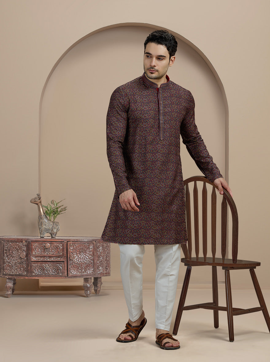 Grey Printed Kurta Pajama | Virasana