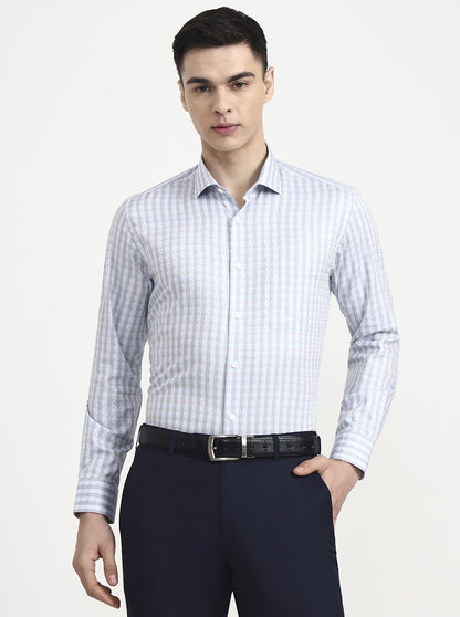 Blue Checked Regular Fit Formal Shirt | Metal