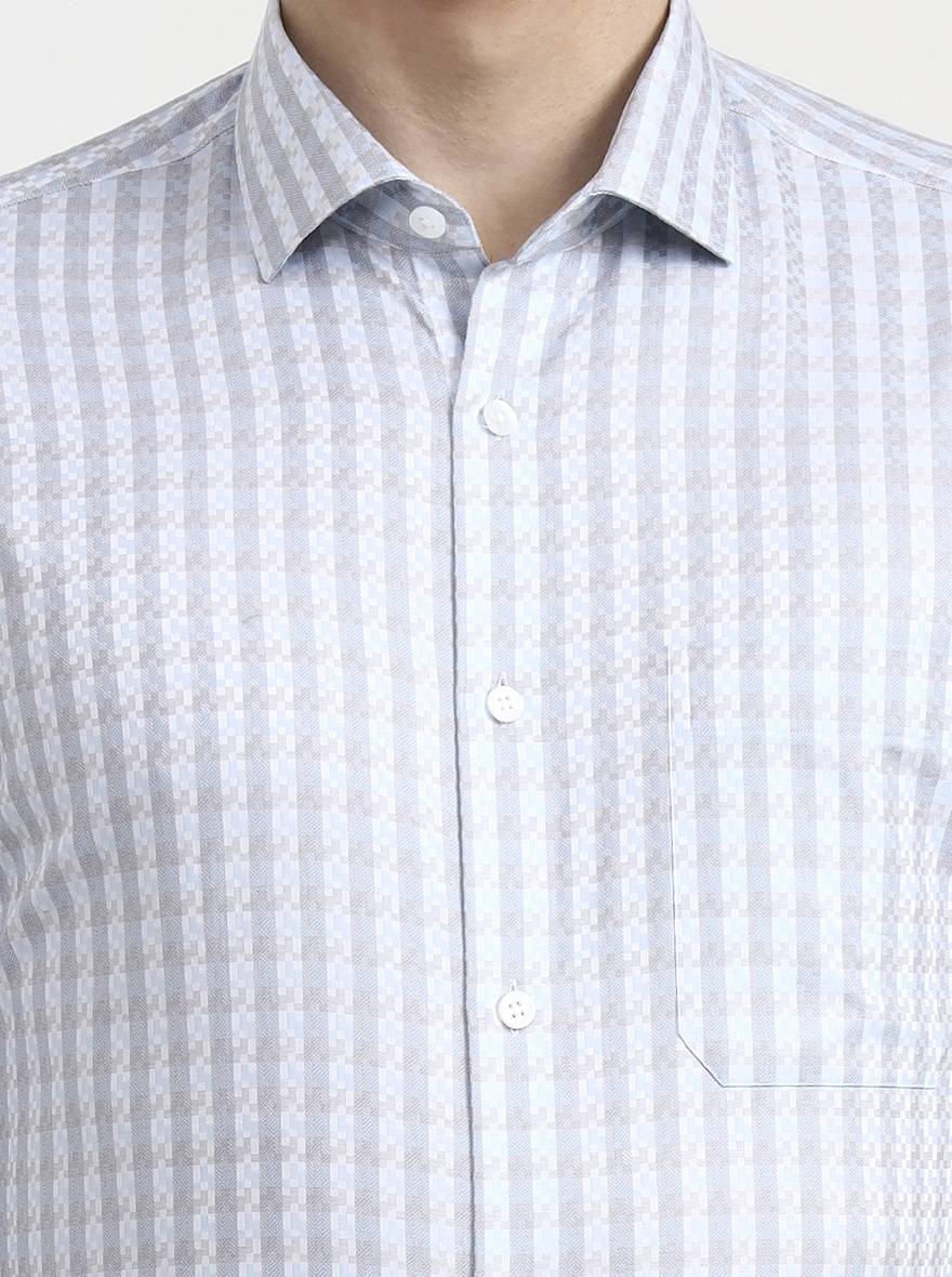 Blue Checked Regular Fit Formal Shirt | Metal