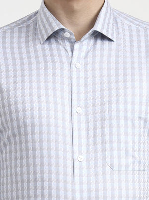 Blue Checked Regular Fit Formal Shirt | Metal