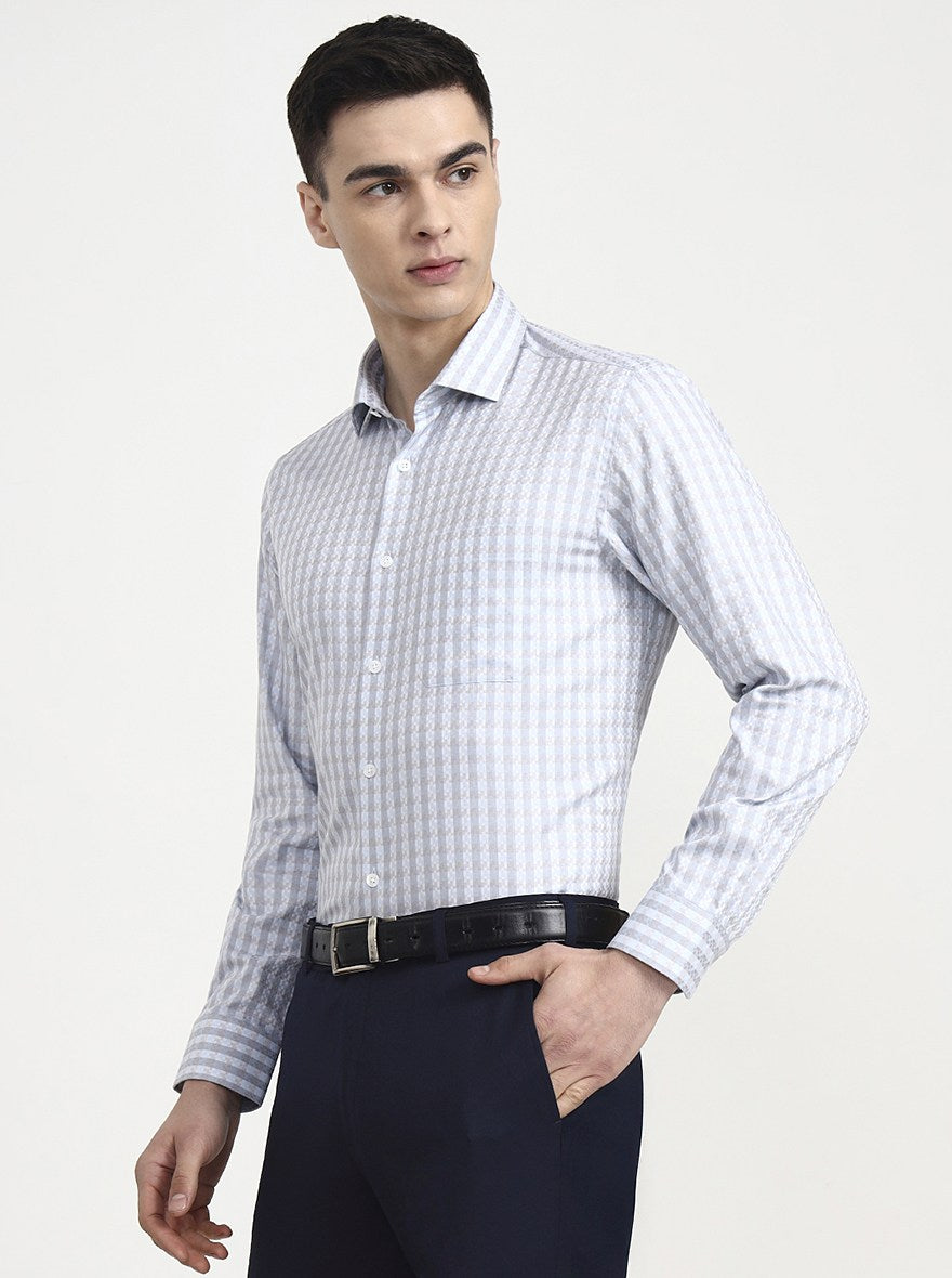 Blue Checked Regular Fit Formal Shirt | Metal