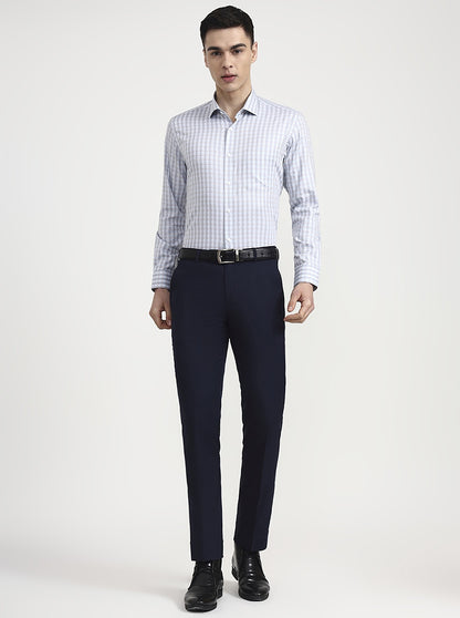 Blue Checked Regular Fit Formal Shirt | Metal