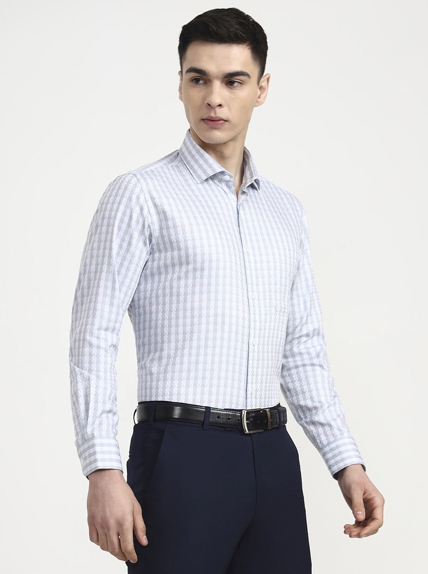 Blue Checked Regular Fit Formal Shirt | Metal