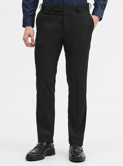 Black Solid Slim Fit Formal Trouser | Greenfibre