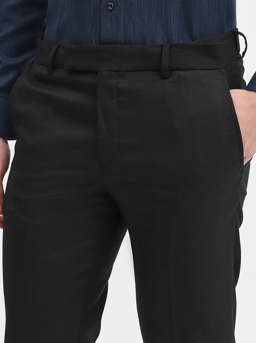 Black Solid Slim Fit Formal Trouser | Greenfibre