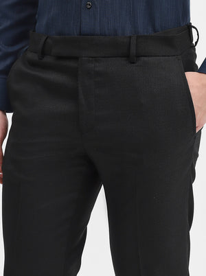 Black Solid Slim Fit Formal Trouser | Greenfibre