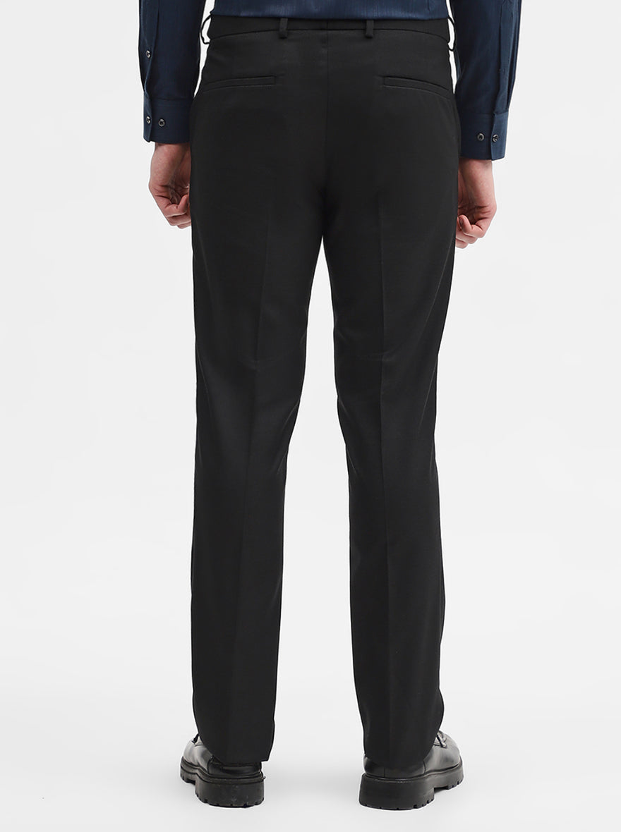 Black Solid Slim Fit Formal Trouser | Greenfibre