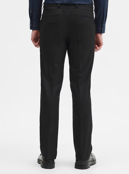 Black Solid Slim Fit Formal Trouser | Greenfibre