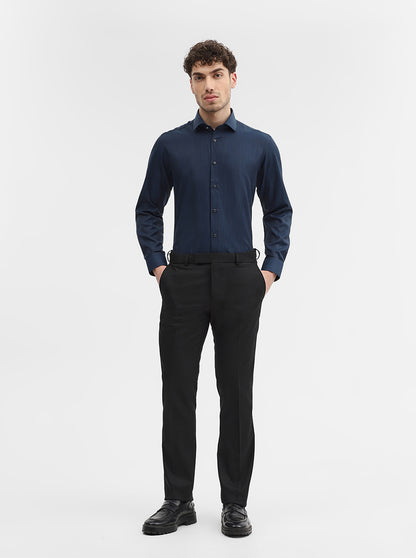 Black Solid Slim Fit Formal Trouser | Greenfibre