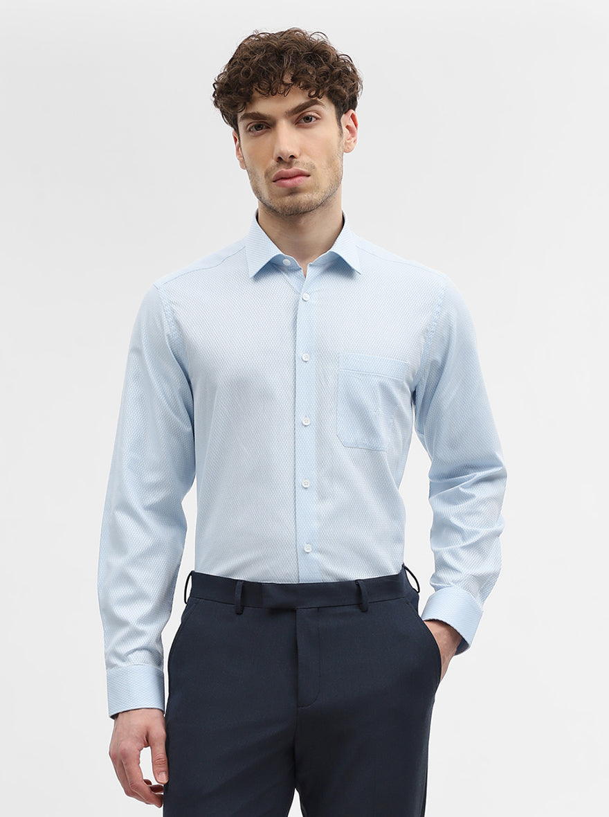 Light Blue Dobby Slim Fit Formal Shirt | JadeBlue
