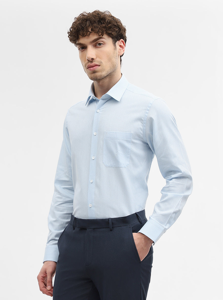 Light Blue Dobby Slim Fit Formal Shirt | JadeBlue